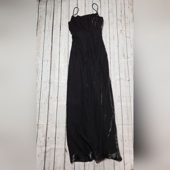 Long shimmery silver black party / new years dress - Picture 1 of 15